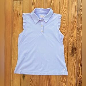 Lilly Pulitzer Luxletic Frida Sleeveless Ruffle Polo Lavender Small